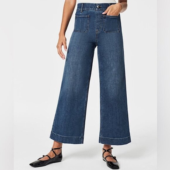 SPANX Denim - Spanx SPANXshape EveryWear Cropped Wide Leg Pull-On Jeans Patch‎ Pocket 3X (26)